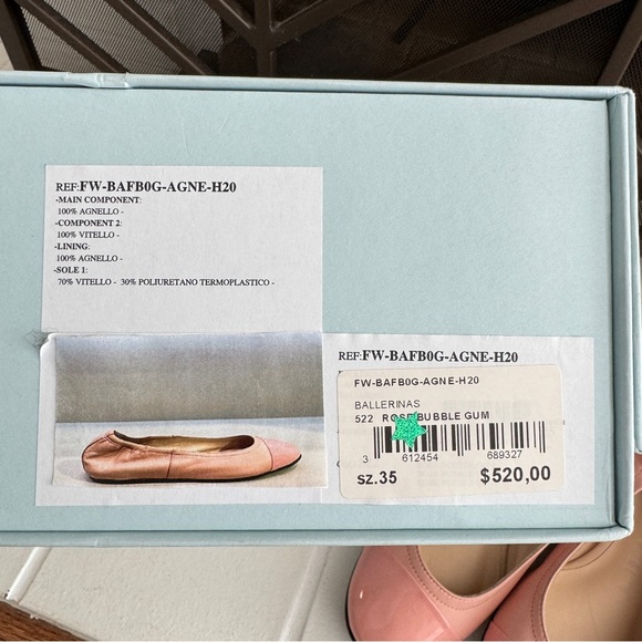 LANVIN Ballerina Flats Patent Cap Toe Rose Bubblegum Pink Size 35 - Picture 5 of 6